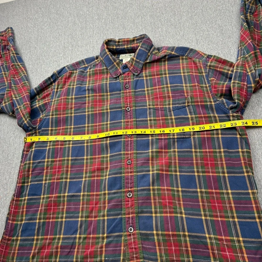 LL Bean Long Sleeve Button Down Flannel Shirt Mens Large Regular‎ Plaid 0BHF4
